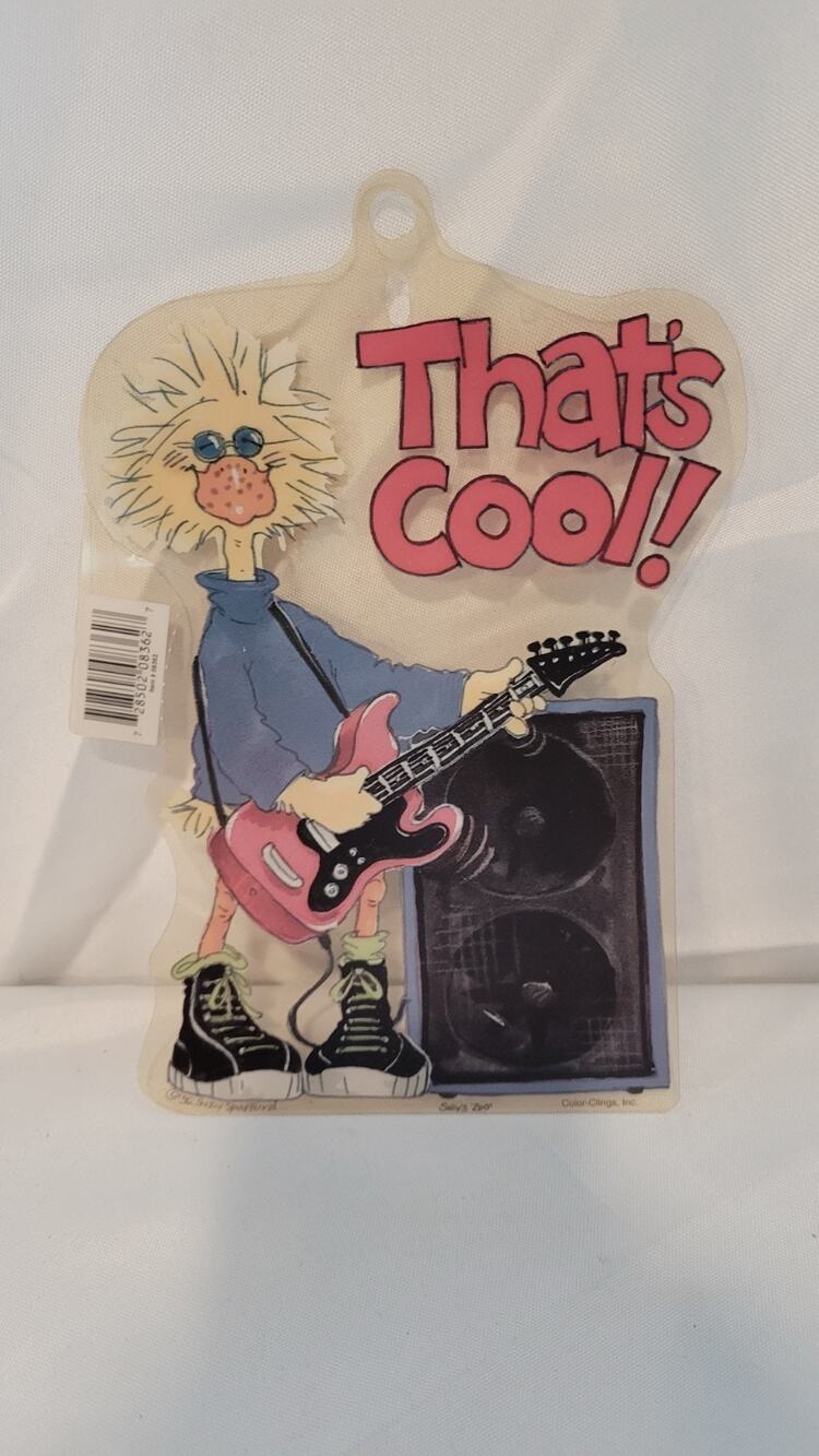Vintage 1996 Suzy's Zoo That's Cool Guitar Window Cling Color-Clings NOS